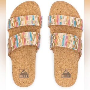 Reef Women's Cushion Vista Cork Slide Sandals in Beachy Woven
